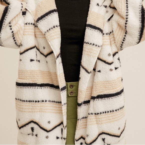 #7 LAST 1! STUNNING Sherpa Cream aztec Boho Chunky Soft Cozy Hoodie Fleece - Picture 5 of 8